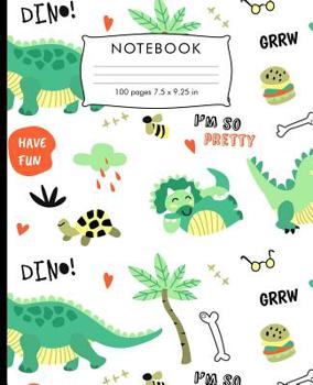 Paperback Notebook: Dino lover cute pattern Composition Notebook with Cursive Paper. 100 pages Cursive Paper Book 7.5 x 9.25 inches for pr Book