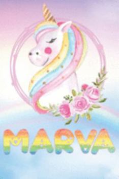 Marva: Marva's Unicorn Personal Custom Named Diary Planner Perpetual Calander Notebook Journal 6x9 Personalized Customized Gift For Someone Who's Surname is Marva Or First Name Is Marva