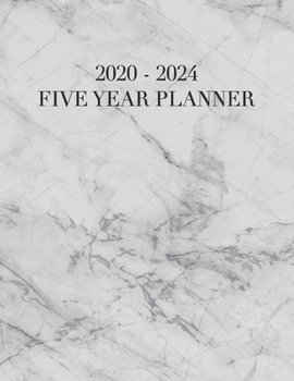 Paperback 2020 - 2024 5 Year Planner: Marble 60 Months Calendar and Organizer, Monthly Planner with Holidays. Plan and schedule your next five years. Book