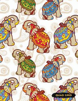 Paperback Quad Grid: Elephant Composition Notebook Graph Ruled Paper, 4x4 Squared for Math & Science Graphing Book