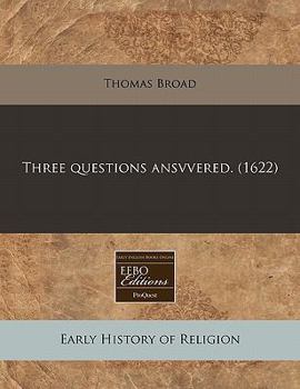 Paperback Three Questions Ansvvered. (1622) Book