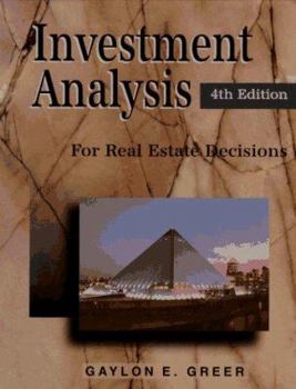 Hardcover Investment Analysis for Real Estate Decisions Book