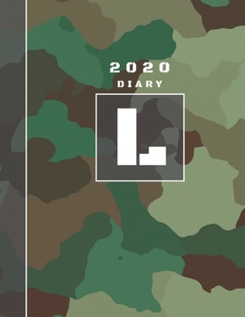 Personalised 2020 Diary Week To View Planner: A4  Letter L Green And Brown Camo Camouflage Organiser And Planner For The Year Ahead, School, Business, Office, Work, University