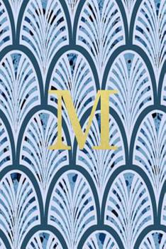 Paperback M: Blue art deco print with gold lettering initial notebook jotter Book