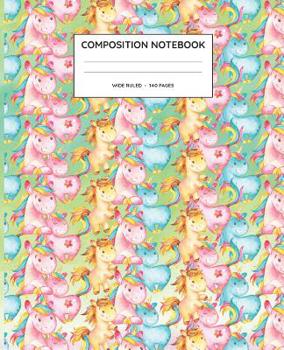 Paperback Composition Notebook: Watercolor Unicorn Wide Ruled Notebook Journal Book