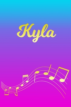 Paperback Kyla: Sheet Music Note Manuscript Notebook Paper - Pink Blue Gold Personalized Letter K Initial Custom First Name Cover - Mu Book