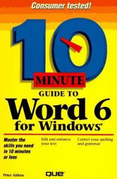Paperback 10 Minute Guide to Word for Windows 6 Book