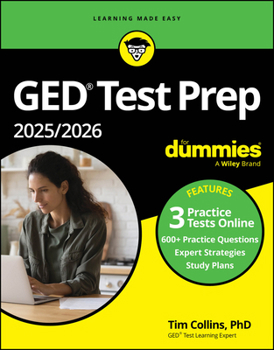 Paperback GED Test Prep 2025/2026 for Dummies: Book + 3 Practice Tests Online Book