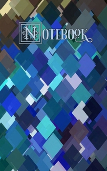 Notebook: Peacock Squares, Blue, Green and Tan - College Ruled, Medium Ruled Paper, Small Convenient Size