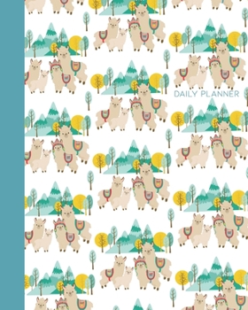 Daily Planner: 180 Days | Undated Schedule Organizer and Hourly Appointment Calendar | Notes, Gratitude, Wellness, and To Do List Sections | Fun Llama Family Illustration Pattern Cover Design in Blue