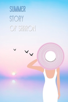 Paperback Summer Story of Sharon: Personalized Name Journal, Lined Notebook with Women illustration on Blue Sunset Cover Book