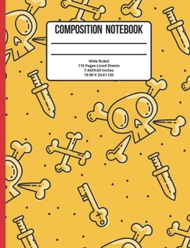 Paperback Composition Notebook Wide Ruled: Pirate 110 Pages Book