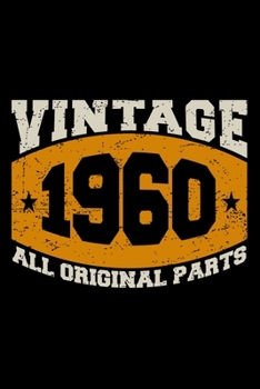 VINTAGE 1960 ALL ORIGINAL PARTS: Dot Grid Journal, Diary, Notebook, 6x9 inches with 120 Pages.