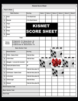 Paperback Kismet Score Sheets: Kismet Score, Score notebook makes it easy scores for the game Kismet, Size 8.5 x 11 Inch, 120 Pages Book