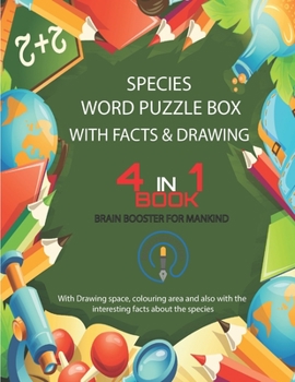 Paperback Species Word Puzzle Box with Facts and Drawing: Word Search with Drawing book