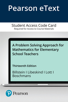 Printed Access Code A Problem Solving Approach to Mathematics for Elementary School Teachers Book