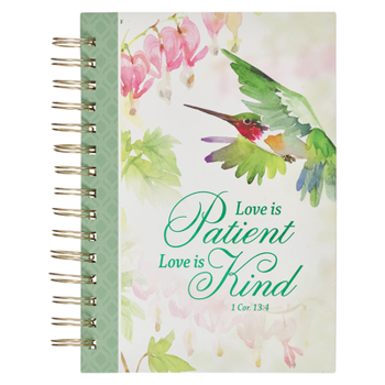 Spiral-bound Christian Art Gifts Green Journal W/Scripture Love Bible Verse Large Notebook, 192 Ruled Pages, 1 Cor. 13:4 Bible Verse Book