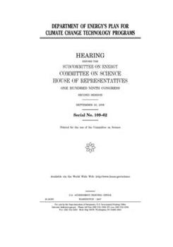 Paperback Department of Energy's plan for climate change technology programs Book