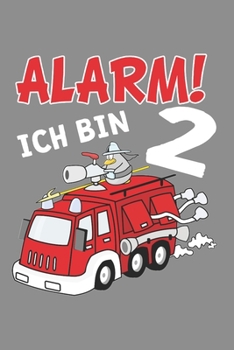Notizbuch A5 (6X9zoll) Kariert 120 Seiten: Kinder Feuerwehrauto T-Shirt 2. Geburtstag Jungen 2 Jahre (German Edition)