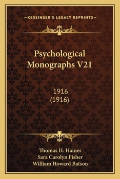 Paperback Psychological Monographs V21: 1916 (1916) Book