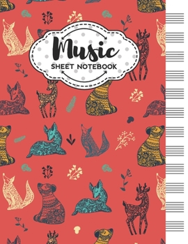 Music Sheet Notebook: Blank Staff Manuscript Paper with Unique Animal Design Themed Cover