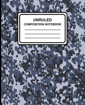 Unruled Composition Notebook: Camouflage (Blue), 7.5" x 9.25", Unruled Notebook, 100 Pages, Professional Binding