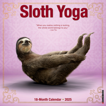 Calendar Sloth Yoga 2025 12 X 12 Wall Calendar Book