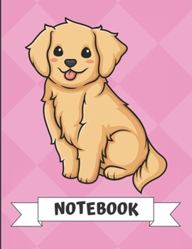 Paperback Notebook: Cute Kawaii Dog Cartoon on a Pink Diamond Background. Book is Filled with Lined Journal Paper for Notes and Creating W Book