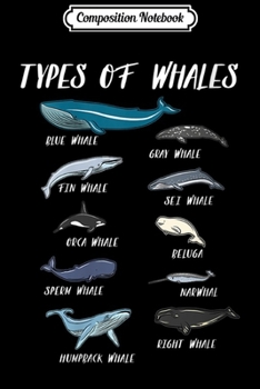 Composition Notebook: Womens Types Of Whales Ocean Science Marine Biologist Teacher V-Neck  Journal/Notebook Blank Lined Ruled 6x9 100 Pages
