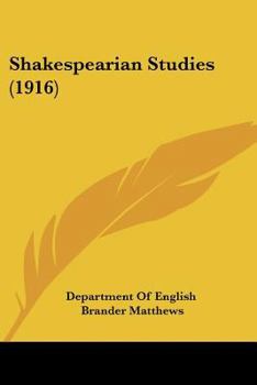 Paperback Shakespearian Studies (1916) Book
