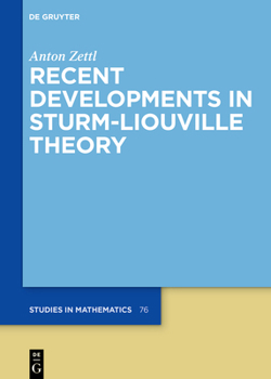 Hardcover Recent Developments in Sturm-Liouville Theory Book