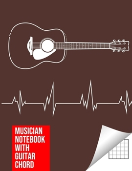 Paperback Musician Notebook with Guitar Chord - Guitar/Bass Fretboard Paper Cool Bassist Gift For A Bass Player Notebook guitar chords brown color cover Book