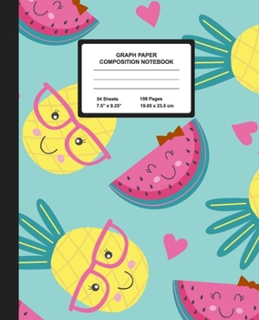 Paperback Graph Paper Composition Notebook: Quad Ruled 4 Squares Per Inch Sheets, Math and Science Grid Note Book for Elementary Students, Pineapple & Watermelo Book