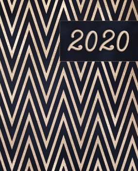 Paperback 2020 Planner: Weekly and Monthly Planner (Navy & Gold Zigzag) 7.5"x9.25" Size Book