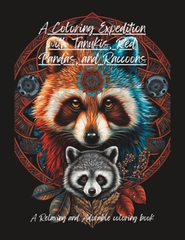 Paperback A Coloring Expedition with Tanukis, Red Pandas, and Raccoons: A Relaxing and Adorable coloring book