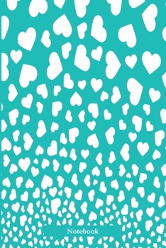 Paperback Notebook: Aqua Hearts patterned notebook. Pretty gift for women and girls. Book