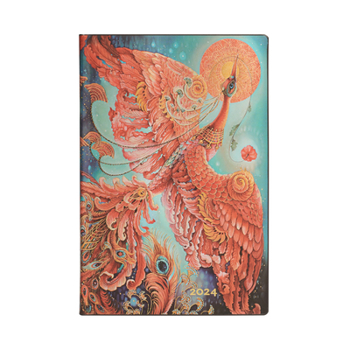Calendar Paperblanks 2024 Firebird Birds of Happiness 12-Month Flexi Mini Horizontal 176 Pg 100 GSM Book