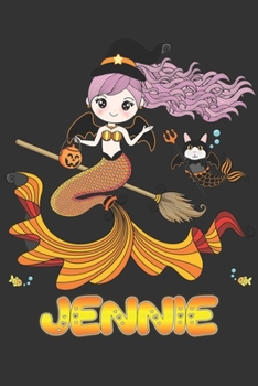 Jennie: Jennie Halloween Beautiful Mermaid Witch, Create An Emotional Moment For Jennie?, Show Jennie You Care With This Personal Custom Gift With Jennie's Very Own Planner Calendar Notebook Journal