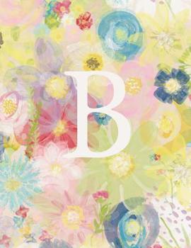 Paperback B: Monogram Initial B Notebook for Women and Girls-Pastel Floral-120 Pages 8.5 x 11 Book