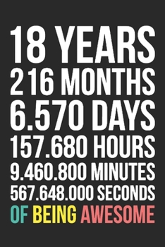 18 Years of Being Awesome: Blank Lined Journal, Notebook, Diary, Planner Awesome Happy 18th Birthday 18 Years Old Gift For Boys And Girls