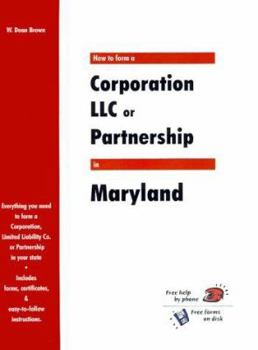 Paperback How to Form a Corporation LLC or Partnership in Maryland Book