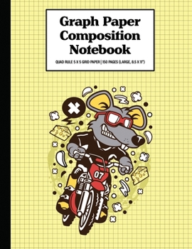 Paperback Graph Paper Composition Notebook Quad Rule 5x5 Grid Paper - 150 Sheets (Large, 8.5 x 11"): Rat Motocross Book