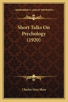 Paperback Short Talks On Psychology (1920) Book