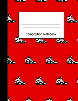 Paperback Composition Notebook: Wide Ruled School Book Basketball Shoes on Red Design Cover Book