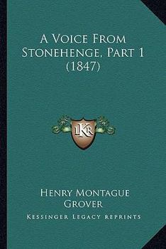 Paperback A Voice From Stonehenge, Part 1 (1847) Book