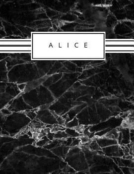 Alice: Personalized black marble sketchbook with name: 120 Pages