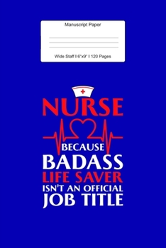 Manuscript Paper: Badass Nurse Gift Wide Staff Notebook for Kids and Adults I 110 Pages I Monster Theme I Blank Sheet Music Book for Beginners and ... other Instruments I Gift Idea for Musicians