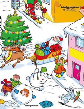 Paperback Animales navideños libro para colorear 4 [Spanish] Book