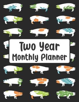 Paperback Two Year Monthly Planner: Floral Pig - 24 Month Calendar Schedule Agenda Organizer with Notes, Address Log & Password Book