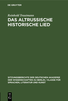 Hardcover Das Altrussische Historische Lied [German] Book